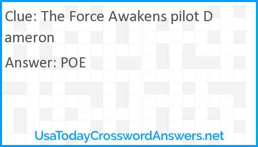 The Force Awakens pilot Dameron Answer