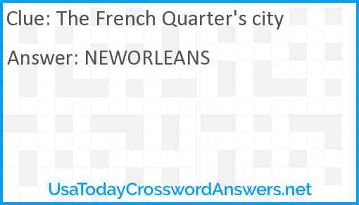 The French Quarter's city Answer
