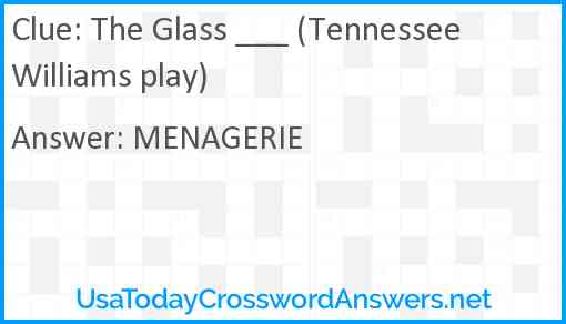 The Glass ___ (Tennessee Williams play) Answer