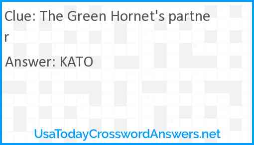 The Green Hornet's partner Answer