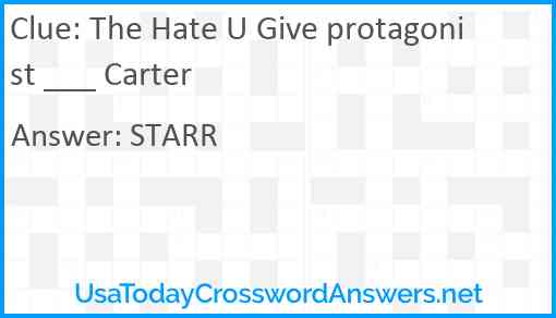 The Hate U Give protagonist ___ Carter Answer