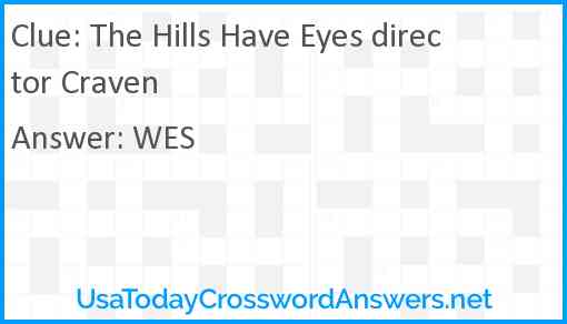 The Hills Have Eyes director Craven Answer