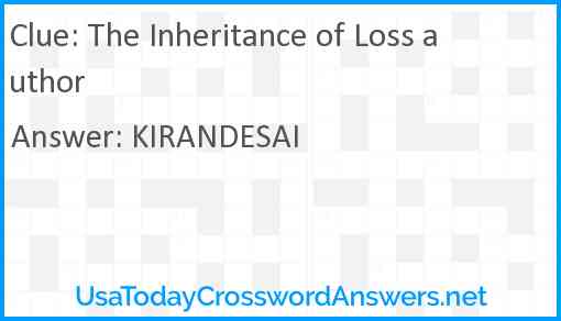 The Inheritance of Loss author Answer
