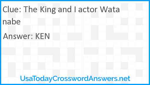 The King and I actor Watanabe Answer