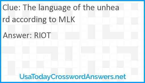 The language of the unheard according to MLK Answer