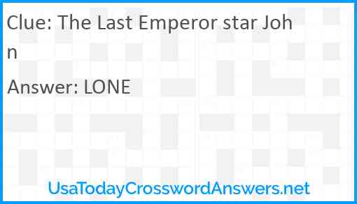 The Last Emperor star John Answer