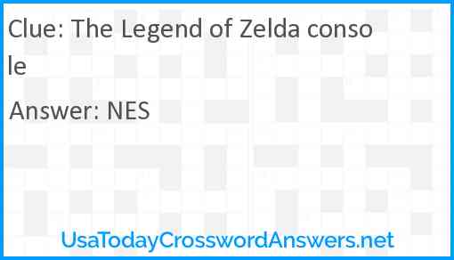 The Legend of Zelda console Answer