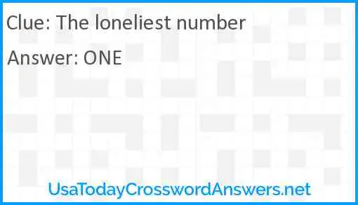 The loneliest number Answer