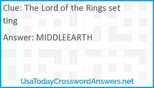 The Lord of the Rings setting Answer