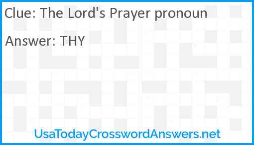 The Lord's Prayer pronoun Answer