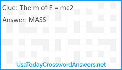 The m of E = mc2 Answer