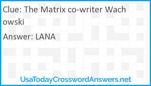 The Matrix co-writer Wachowski Answer