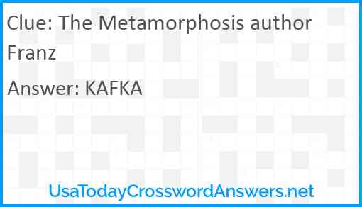 The Metamorphosis author Franz Answer