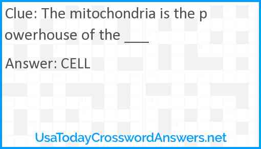 The mitochondria is the powerhouse of the ___ Answer