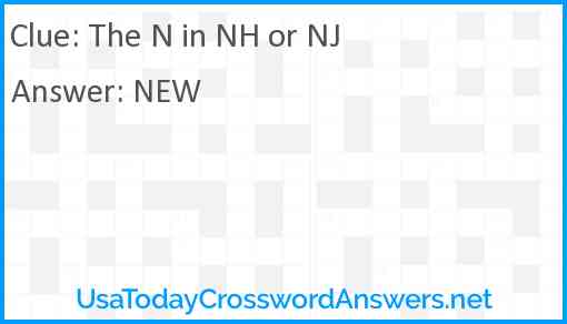 The N in NH or NJ Answer