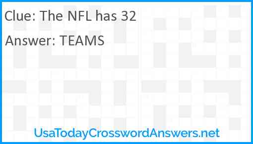 The NFL has 32 Answer