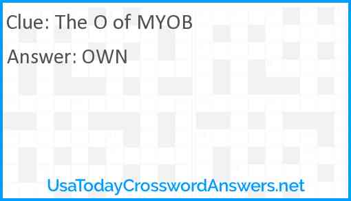 The O of MYOB Answer