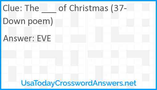 The ___ of Christmas (37-Down poem) Answer