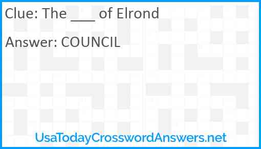 The ___ of Elrond Answer