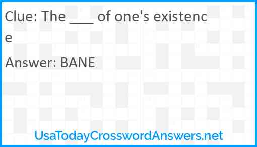 The ___ of one's existence Answer