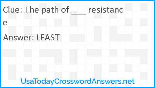 The path of ___ resistance Answer
