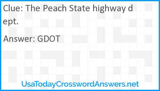 The Peach State highway dept. Answer