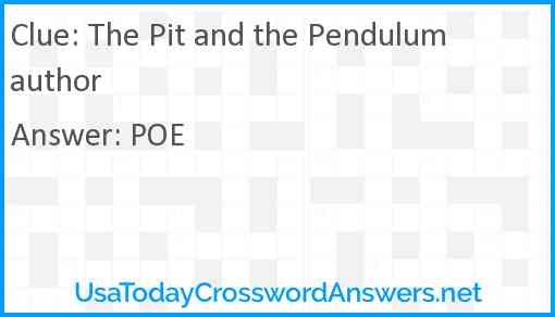 The Pit and the Pendulum author Answer
