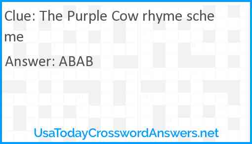 The Purple Cow rhyme scheme Answer