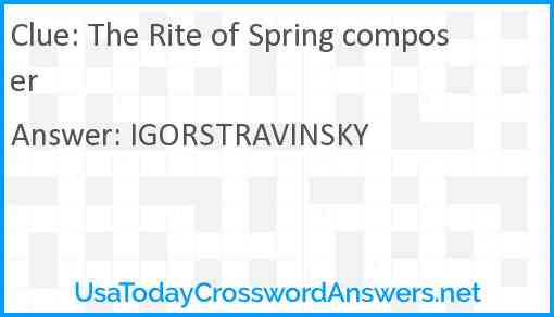 The Rite of Spring composer Answer