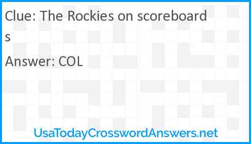 The Rockies on scoreboards Answer
