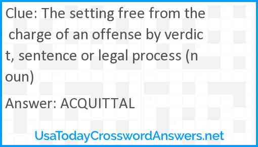 The setting free from the charge of an offense by verdict sentence or