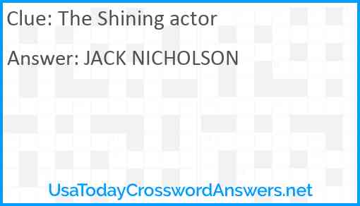 The Shining actor Answer