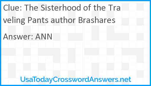 The Sisterhood of the Traveling Pants author Brashares Answer