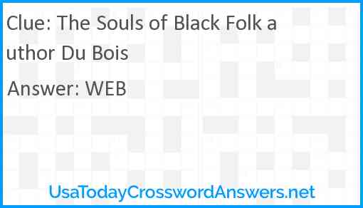 The Souls of Black Folk author Du Bois Answer