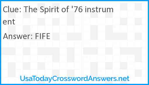 The Spirit of '76 instrument Answer