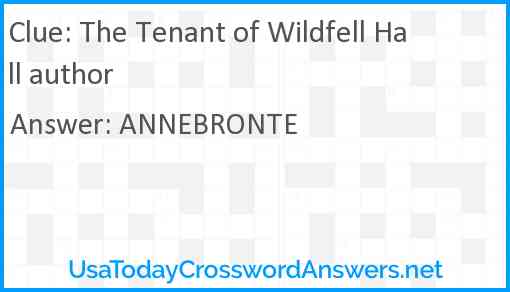 The Tenant of Wildfell Hall author Answer