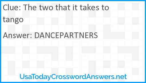 The two that it takes to tango Answer