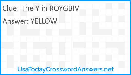 The Y in ROYGBIV Answer