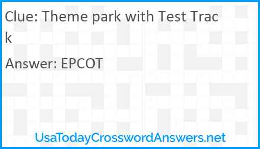 Theme park with Test Track Answer