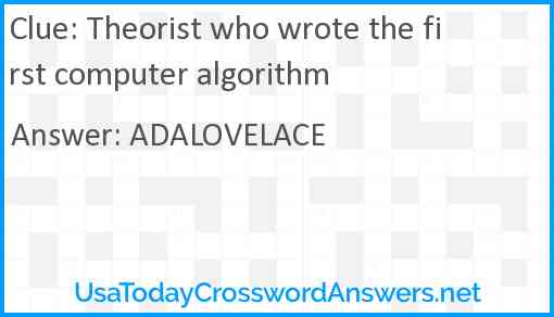 Theorist who wrote the first computer algorithm Answer