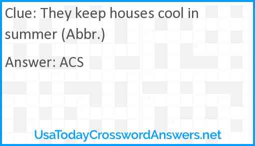 They keep houses cool in summer (Abbr.) Answer