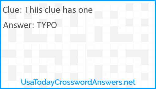 Thiis clue has one Answer
