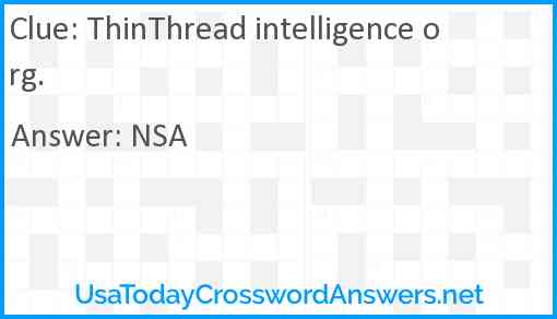 ThinThread intelligence org. Answer