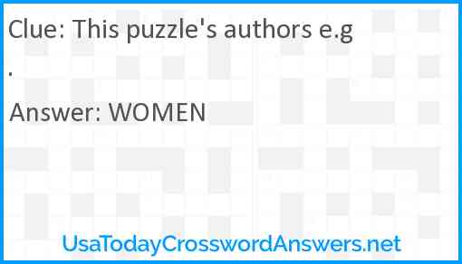 This puzzle's authors e.g. Answer