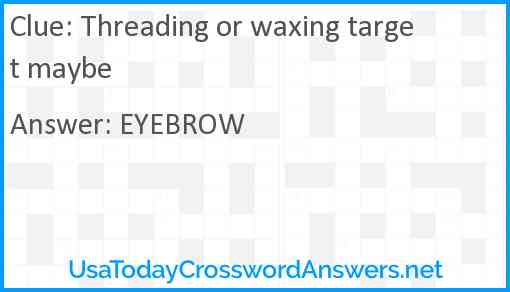 Threading or waxing target maybe Answer