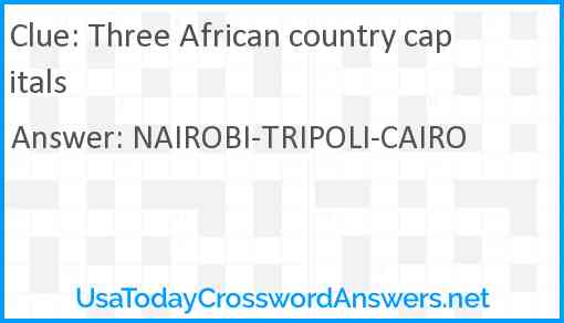 Three African country capitals Answer