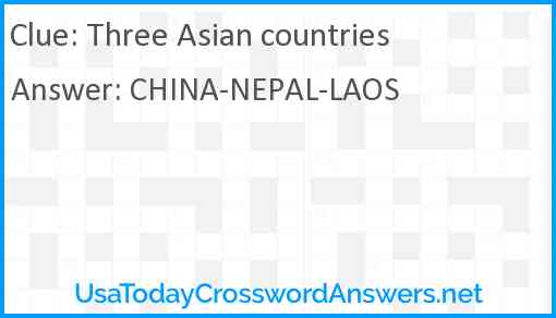 Three Asian countries Answer