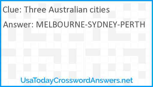 Three Australian cities Answer