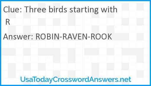 Three birds starting with R Answer