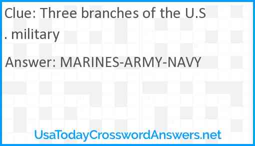 Three branches of the U.S. military Answer